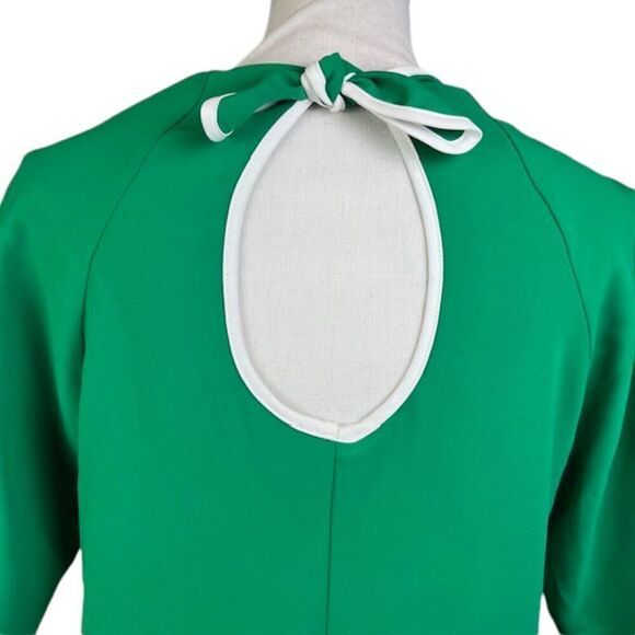 Amanda Uprichard Green Dress White Piping Open Sleeve and Back Size Small - Picture 4 of 10